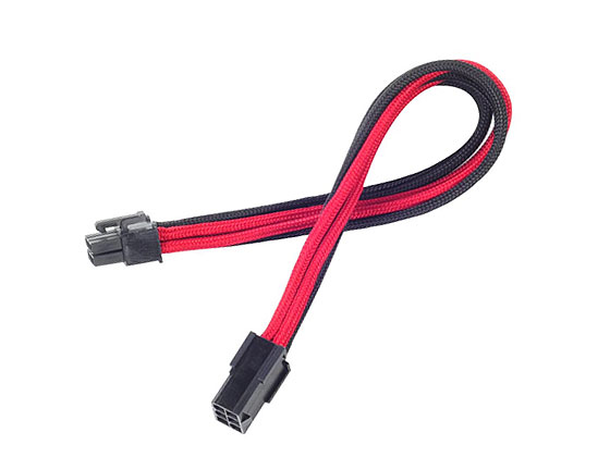 6 Pin 250 mm Power Cable Extender - Black with Red