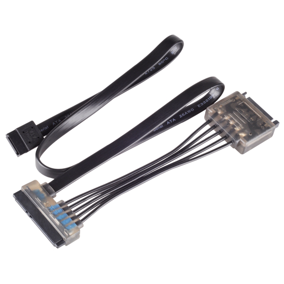 15 Pin SATA Power & Data LED Combo Cable - Black