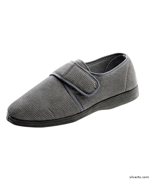 Picture of Silverts 511300206 Mens Wide Adjustable Soft Comfy Slippers&#44; Grey - 12