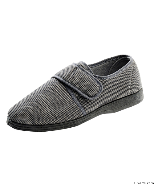 Picture of Silverts 511300202 Mens Wide Adjustable Soft Comfy Slippers&#44; Grey - 8
