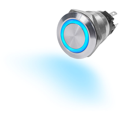 s BS-4160 10A SPDT OFF-ON Blue LED Ring Push Button Switch