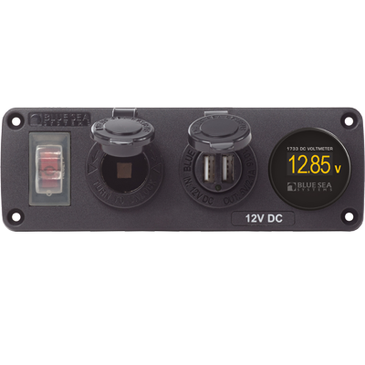 Accessory Panel with 12V Socket, USB Charger & Voltmeter