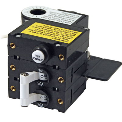 Blue Sea Systems A-Series ELCI Main Circuit Breaker, Double Pole, 120V AC, 30A | by West Marine