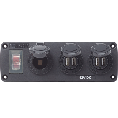 12VDC Socket & Two USBs Water-Resistant Accessory Exterior Panel