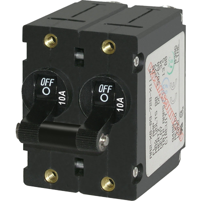 Blue Sea Systems AC Circuit Breaker A-Series Toggle Switch, Double Pole, 10A, Black | Camping World