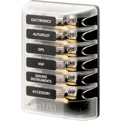 s BS-5018 3AG Glass 6 Circuit Fuse Block without Negative bus