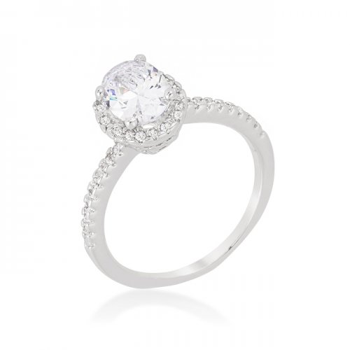 Picture of Icon Bijoux J10857 Oval-cut Floating Halo Cubic Zirconia Engagement Ring - Size 8