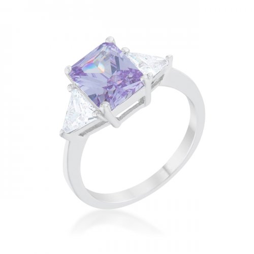 Picture of Icon Bijoux J12110 Classic Lavender Rhodium Engagement Ring - Size 6