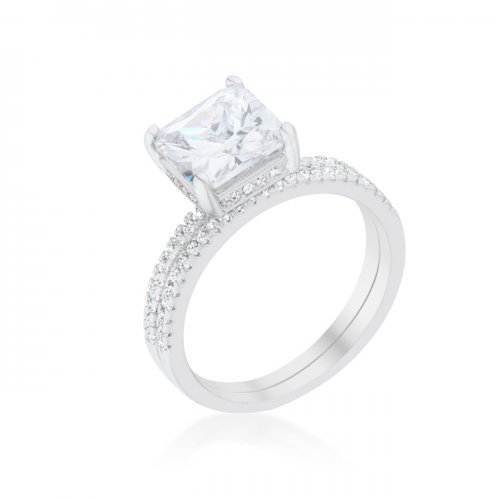 Picture of Icon Bijoux J11916 Princess Solitaire Wedding Set Ring - Size 8