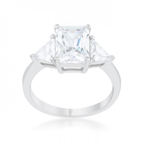 Picture of Icon Bijoux J12042 8 mm Classic Clear Rhodium Engagement Ring