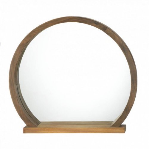 Picture of Accent Plus 10018522 Round Wooden Mirror with Shelf
