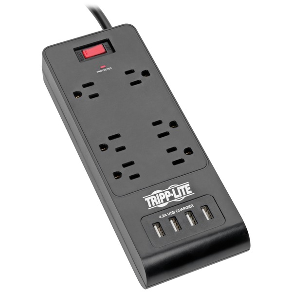 6 ft. Cord Protect It 6 Outlet Surge Protector with 4 USB Ports