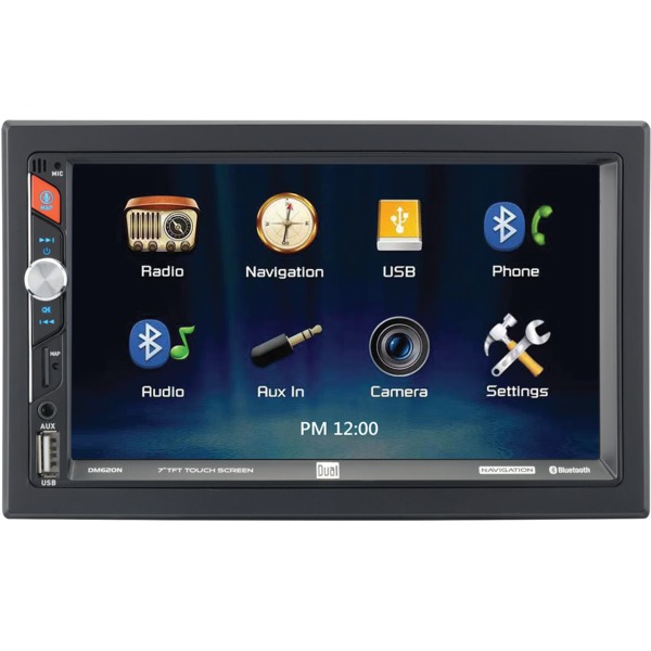 Picture of Dual RA53443 7 in. Double-DIN In-Dash Mechless Receiver with Built-in Navigation & Bluetooth&#44; Black
