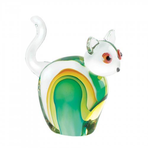 Picture of Accent Plus 10019070 Cat Art Glass&#44; Blue