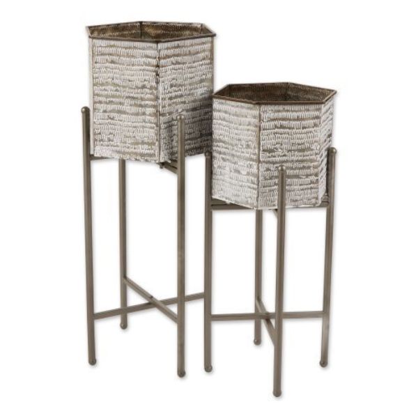 Picture of Accent Plus 4506325 Hexagon Bucket Plant Stand - Set of 2