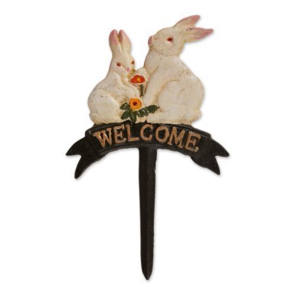 Picture of Accent Plus 4506283 Welcome Bunnies Cast Iron Sign&#44; Multi Color