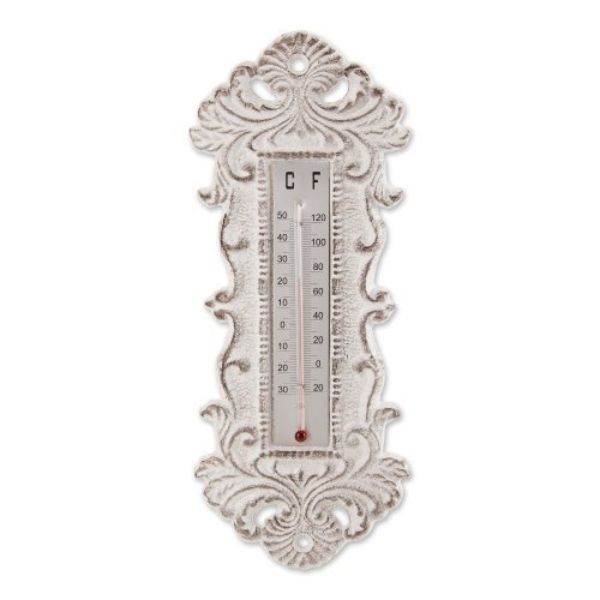 Picture of Accent Plus 4506285 Ornate Cast Iron Thermometer&#44; White