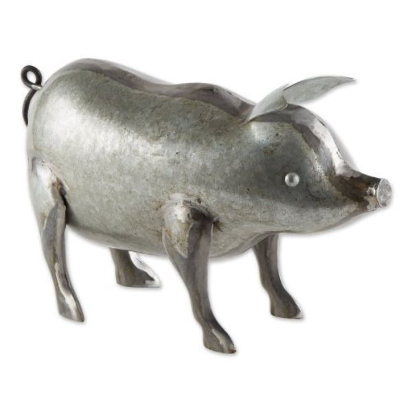 Picture of Accent Plus 4506341 Galvanized Pig Sculpture&#44; Silver