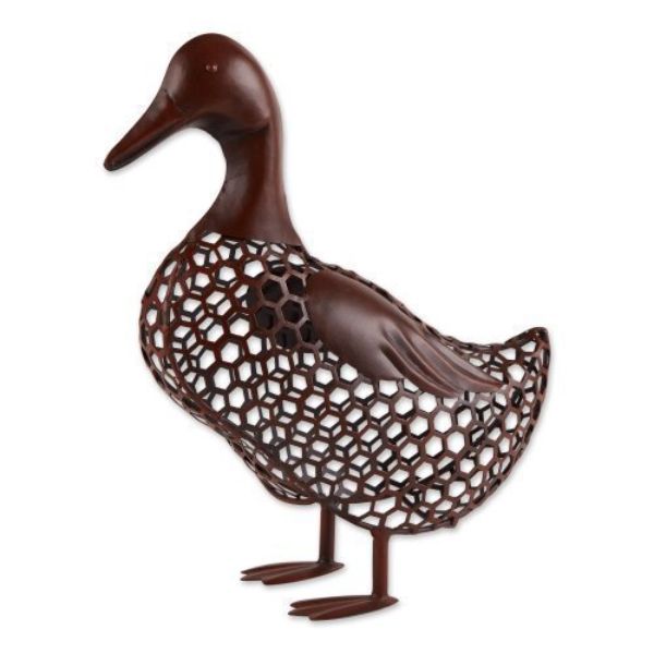 Picture of Accent Plus 4506392 Chicken Open Geometric Frame Wire Duck Sculpture&#44; Brown