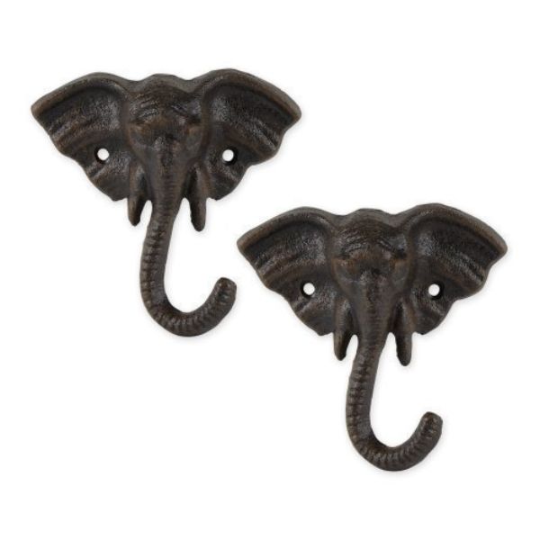 Picture of Accent Plus 4506571 Elephant Cast Iron Wall Hook&#44; Black- Set of 2
