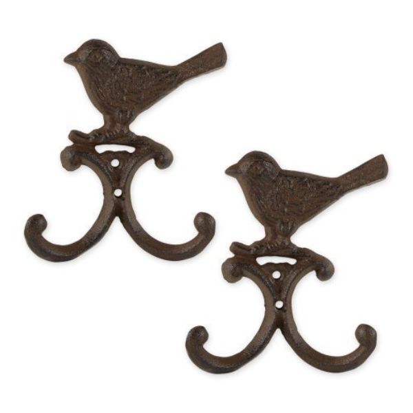 Picture of Accent Plus 4506585 Cast Iron Bird Wall Hook, Brown - Set of 2