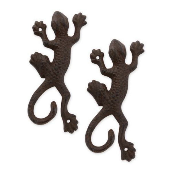 Picture of Accent Plus 4506589 Cast Iron Lizard Wall Hook, Brown - Set of 2