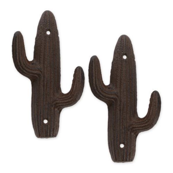 Picture of Accent Plus 4506590 Cast Iron Cactus Wall Hook, Brown - Set of 2
