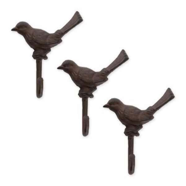Picture of Accent Plus 4506593 Cast Iron Robin Wall Hook, Brown - Set of 3