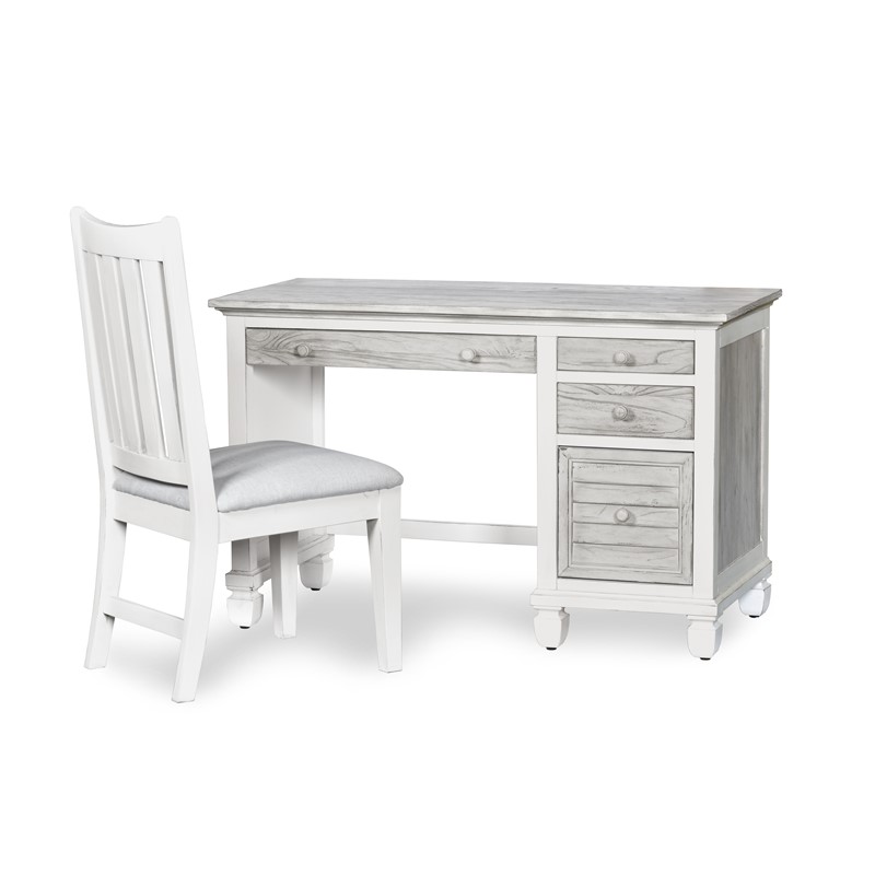 Picture of Sea Winds B23374-DAPGREY 30 x 48 x 22 in. Islamorada Desk & Chair Set&#44; Gray & White