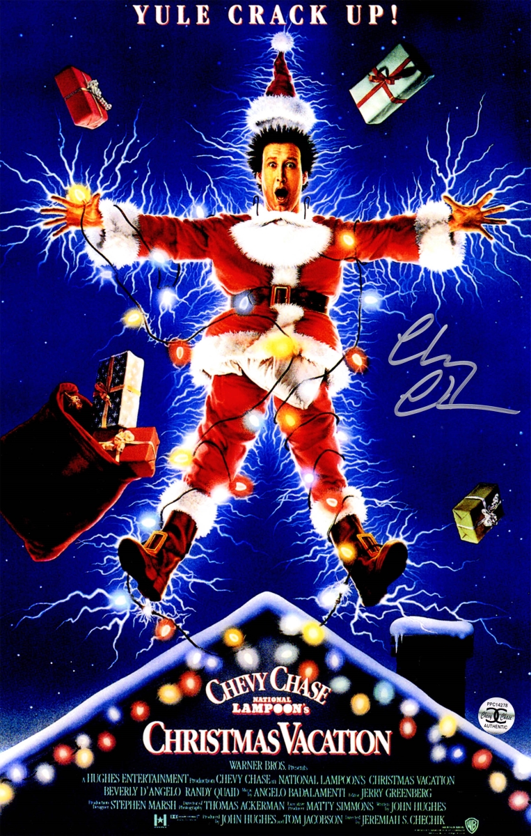 Picture of Schwartz Sports Memorabilia CHAPST515 11 x 17 in. Chevy Chase Signed National Lampoons Christmas Vacation Movie Poster