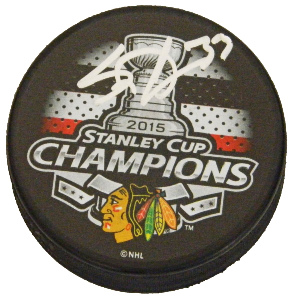 DARPUC400 Scott Darling Signed Chicago Blackhawks 2015 Stanley Cup Champs Logo Hockey Puck