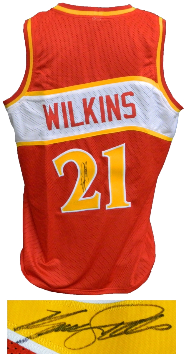 WILJRY208 Dominique Wilkins Signed Red Throwback Custom Basketball Jersey
