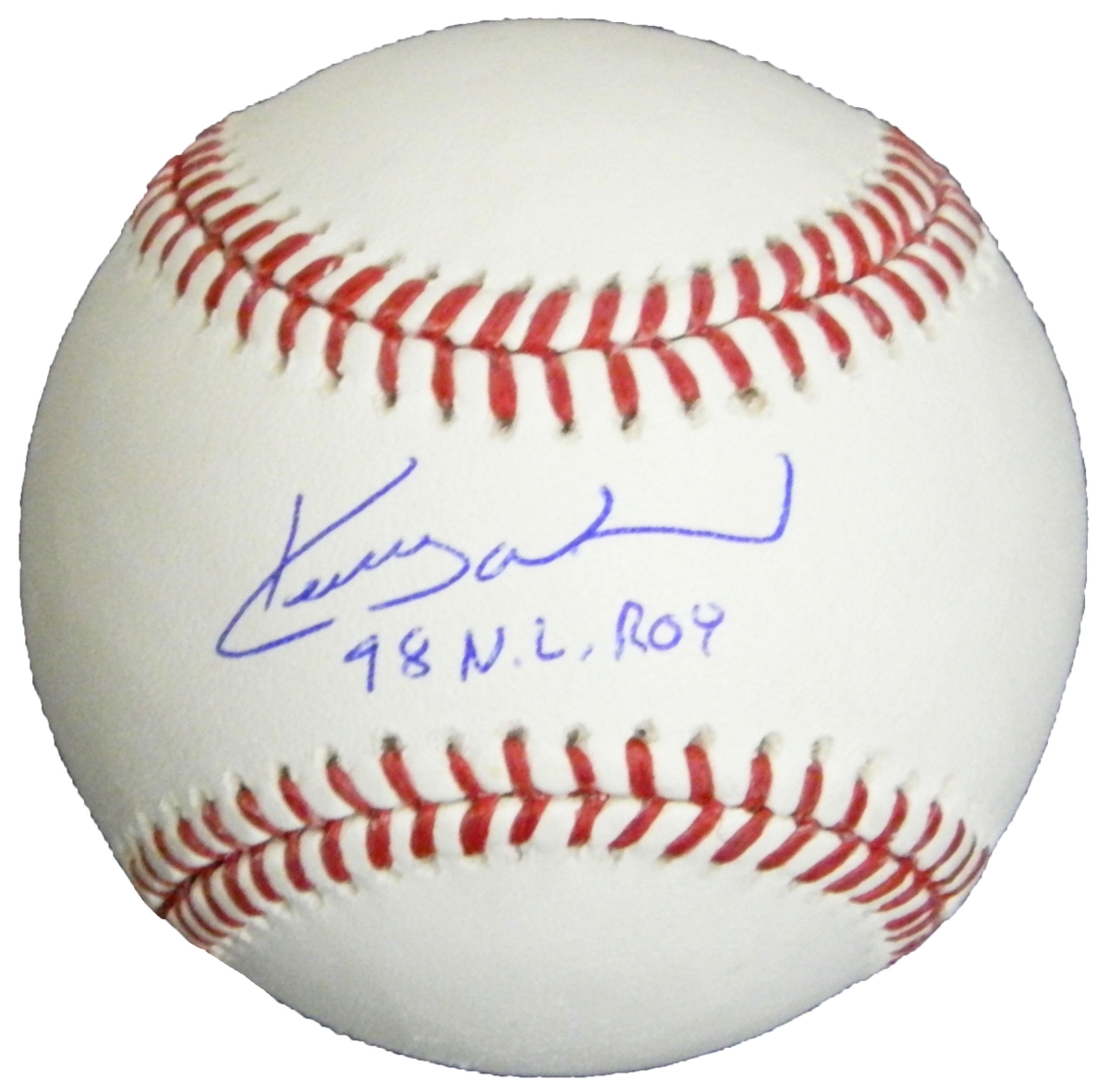 WOOBSB106 Kerry Wood Signed Rawlings Official MLB Baseball with 98 NL ROY