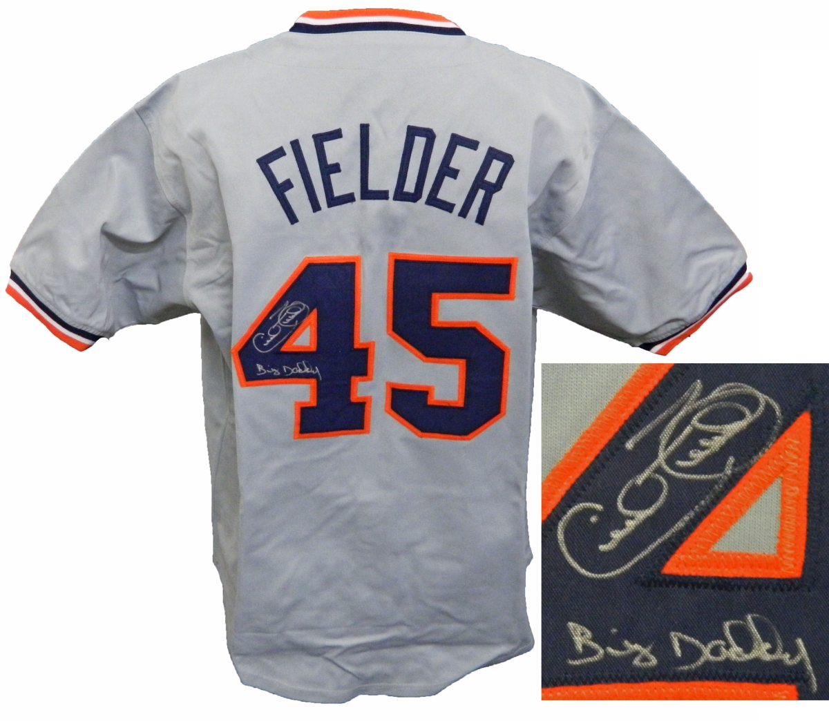 FIEJRY102 Cecil Fielder Signed Grey Custom Baseball Jersey with Big Daddy