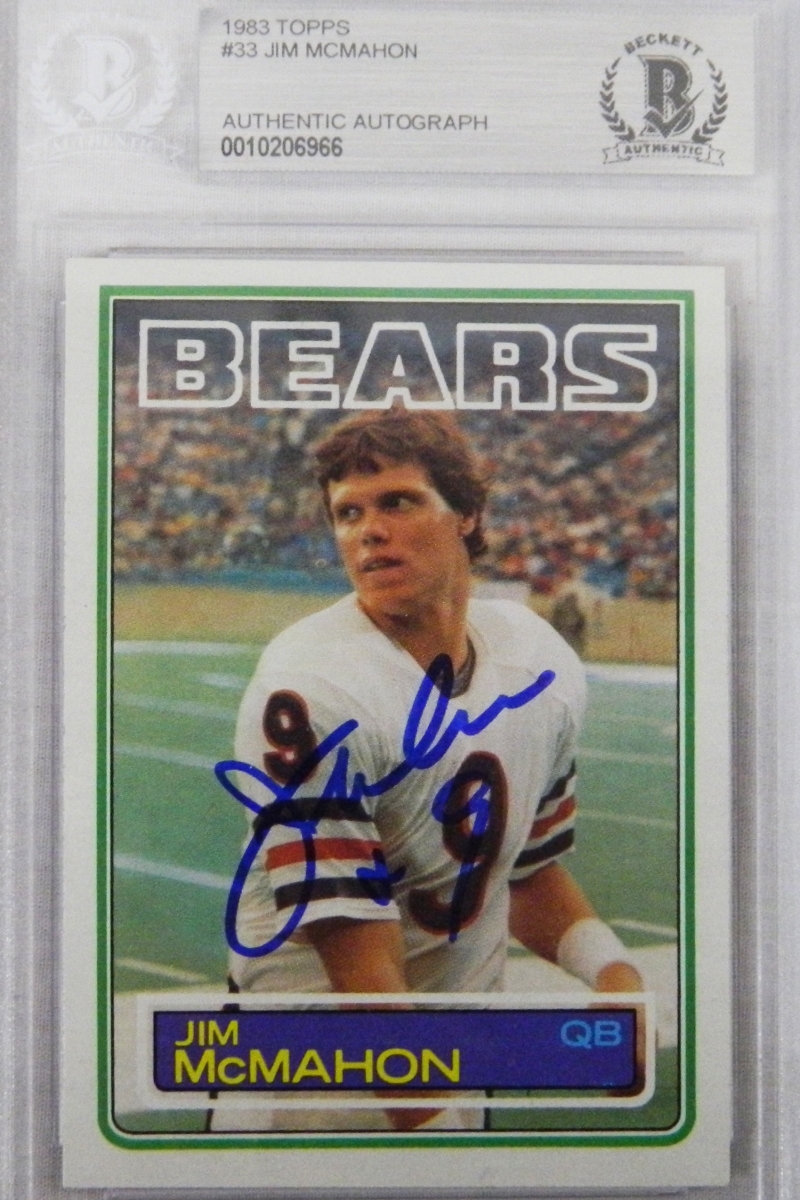 MCMCAR302 Jim McMahon Signed Chicago Bears 1983 Topps Rookie Football Trading Card No. 33 -  Beckett Authentication