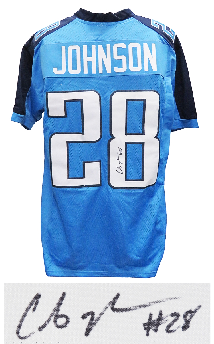 Chris Johnson Signed Blue Custom Football Jersey