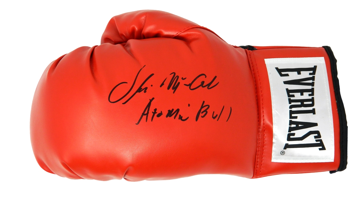 MCCGLV501 Oliver McCall Signed Everlast Red Boxing Glove with Atomic Bull
