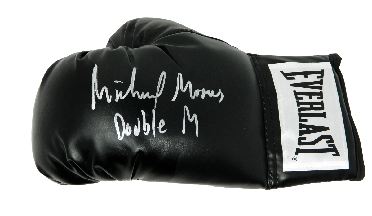 MOOGLV505 Michael Moorer Signed Everlast Black Boxing Glove with Double M