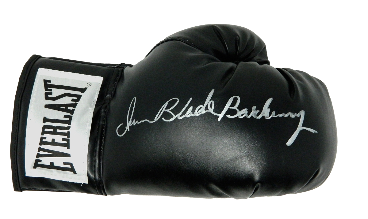 BARGLV502 Iran Barkley Signed Everlast Black Boxing Glove with Blade -  Schwartz Sports Memorabilia