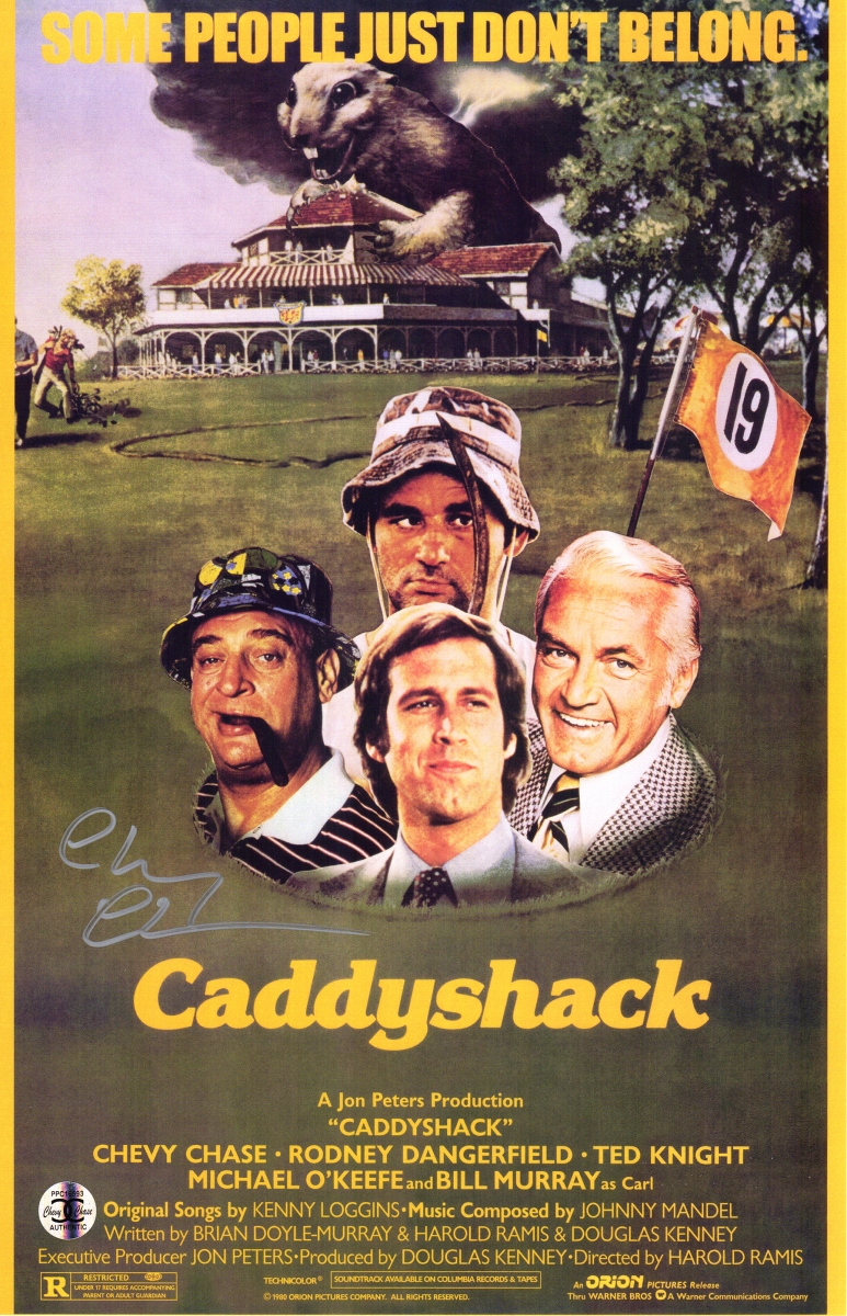 Picture of Schwartz Sports Memorabilia CHAPST517 Chevy Chase Signed Caddyshack 11 x 17 in. Movie Poster, Silver