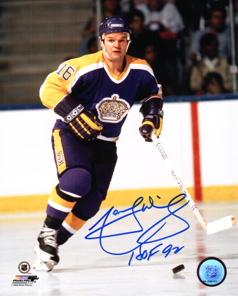 DIO08P401 Marcel Dionne Signed Los Angeles King Action 8 x 10 in. Photo with HOF92 -  Schwartz Sports Memorabilia