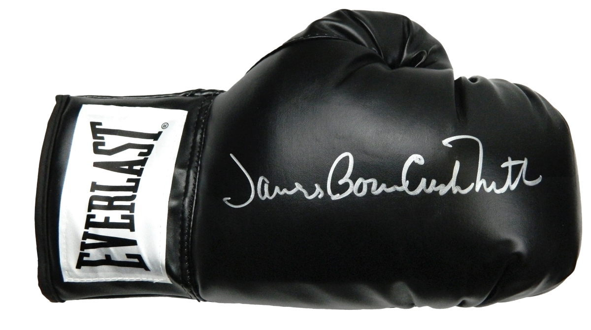 SMIGLV501 James Bonecrusher Smith Signed Everlast Black Boxing Glove