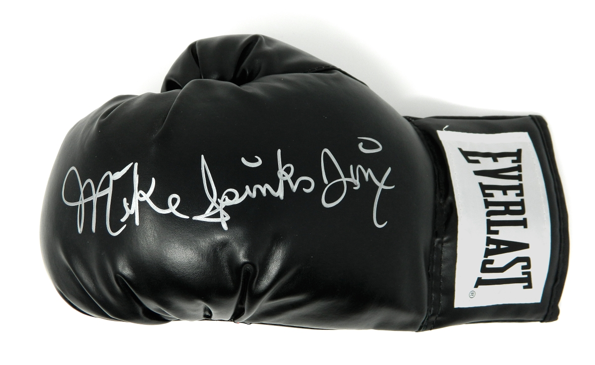 SPIGLV514 Michael Mike Spinks Signed Everlast Black Boxing Glove with Jinx