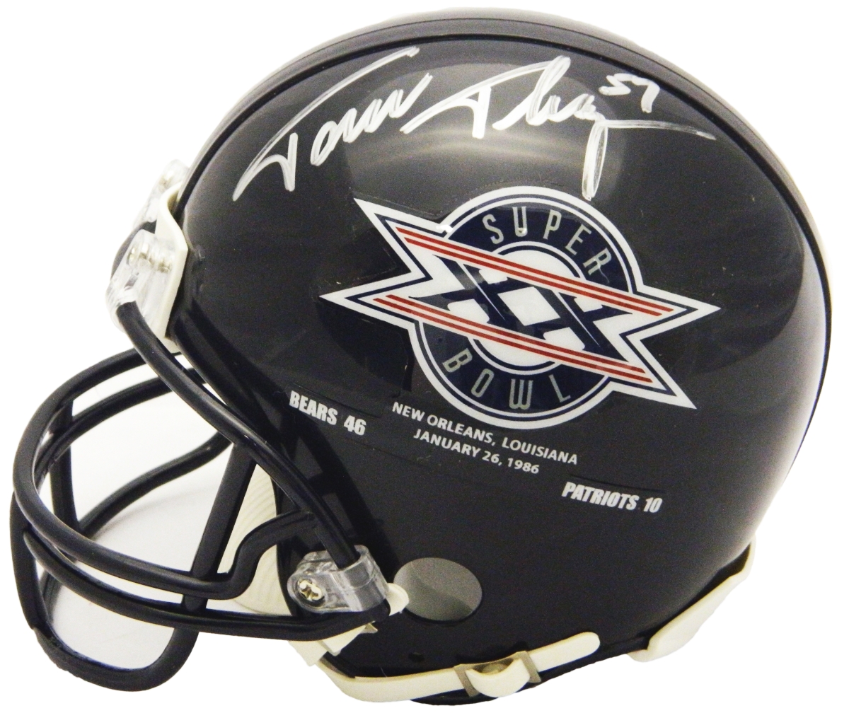 Picture of Schwartz Sports Memorabilia THAMIN303 Tom Thayer Signed Chicago Bears & Super Bowl XX Champs Logo Riddell Mini Helmet