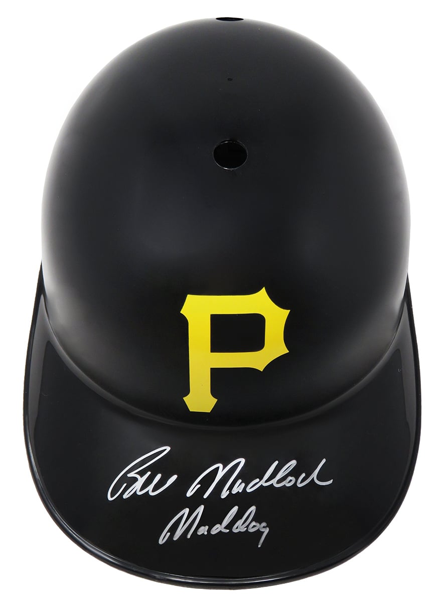 MADBTH101 Bill Madlock Signed Pittsburgh Pirates Replica Batting Helmet with Mad Dog