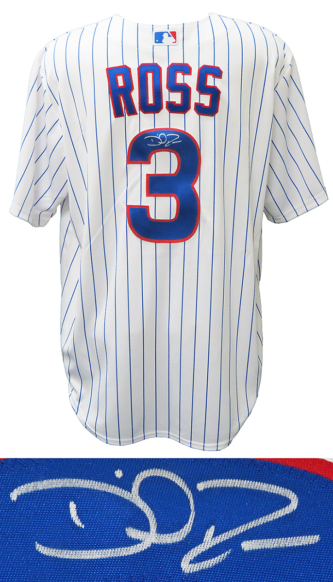 ROSJRY118 David Ross Signed Chicago Cubs White Pinstripe Majestic Replica Baseball Jersey