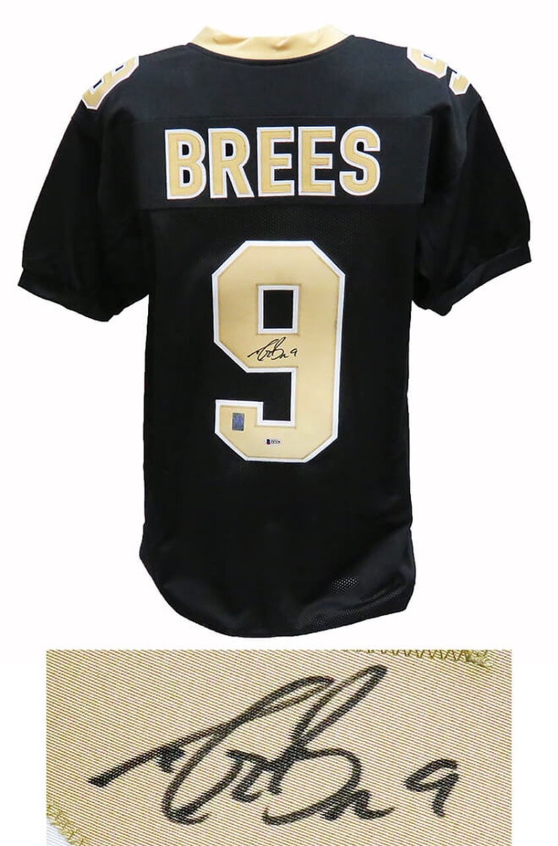 Picture of Beckett Authentication BREJRY300 NFL New Orleans Saints Drew Brees Signed Black Custom Football Jersey - Beckett Authentication