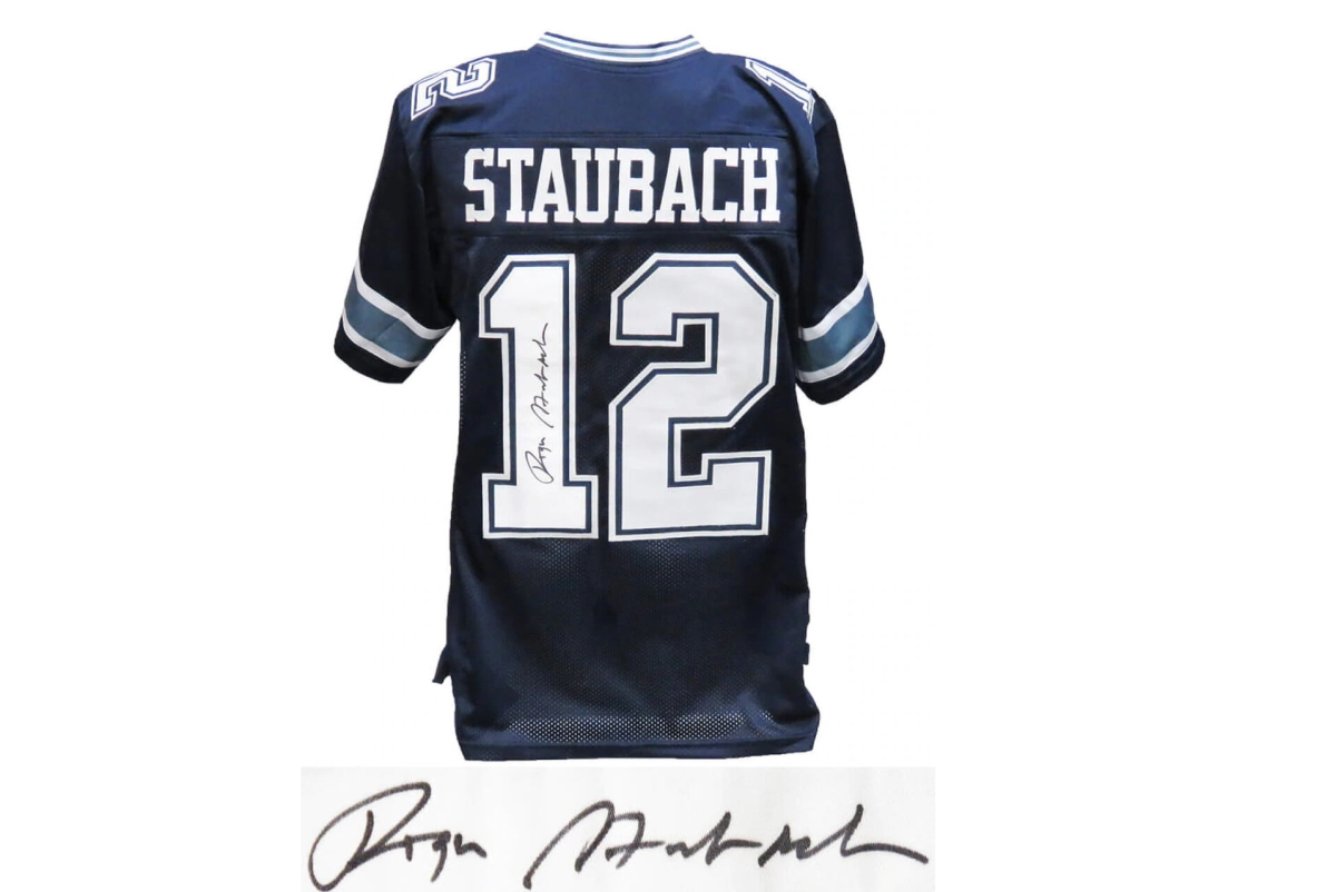 Roger Staubach Signed Navy Custom Football Jersey