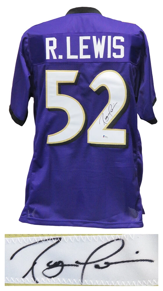 Picture of Beckett LEWJRY309 Ray Lewis Signed Purple Custom Football Jersey