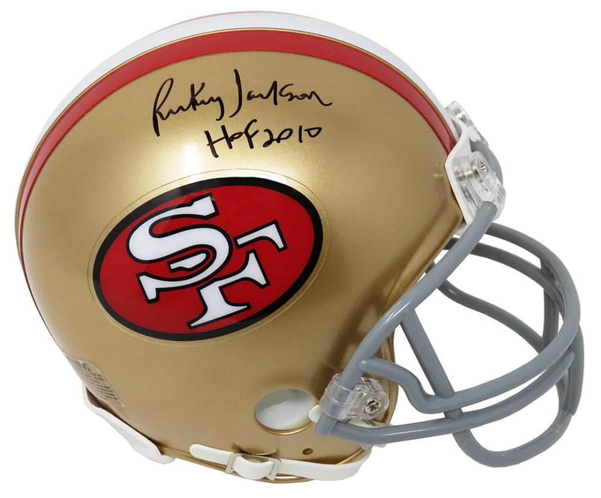 JACMIN323 NFL San Francisco 49ers Rickey Jackson Signed 49ers Riddell Mini Helmet with HOF 2010 Inscription